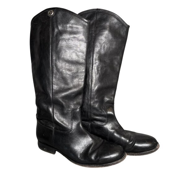 Frye Black Leather Tall Riding Boots – Size 9.5 MELISSA BUTTON - Picture 1 of 14